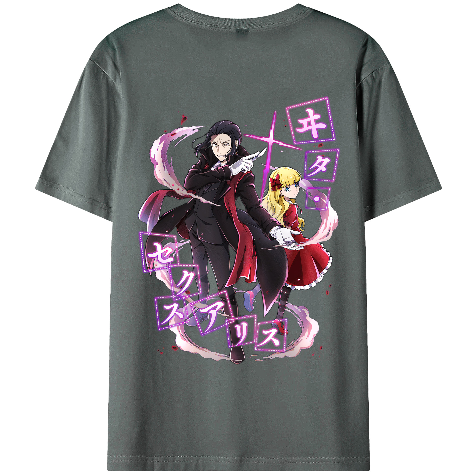 （画像用） 文豪ストレイドッグス Bungo Stray Dogs 綿100％ メンズ半袖Tシャツ（バックプリント） 通気性